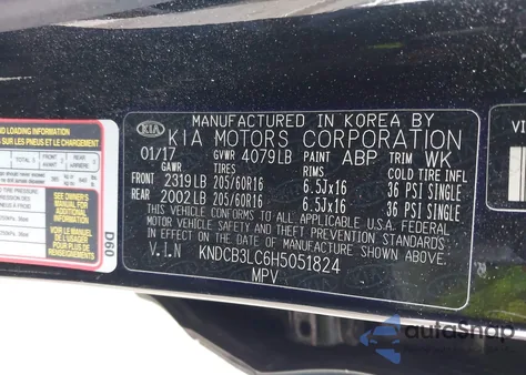 2017 Kia Niro Fe z USA, uszkodzony, nr VIN KNDCB3LC6H5051824